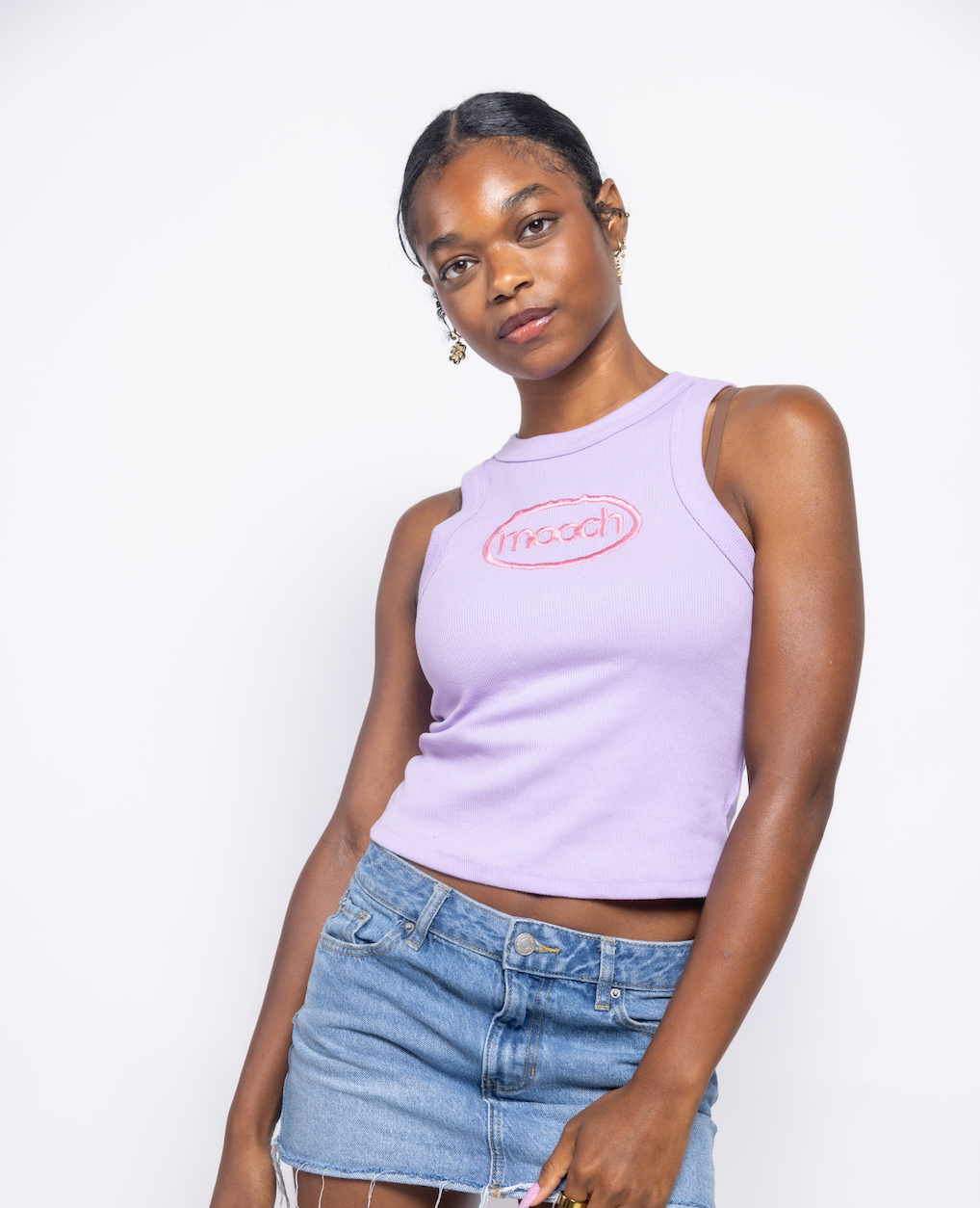 Mooch Cotton Ribbed Embroidered Tank